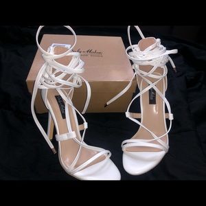Lace Up White Heels